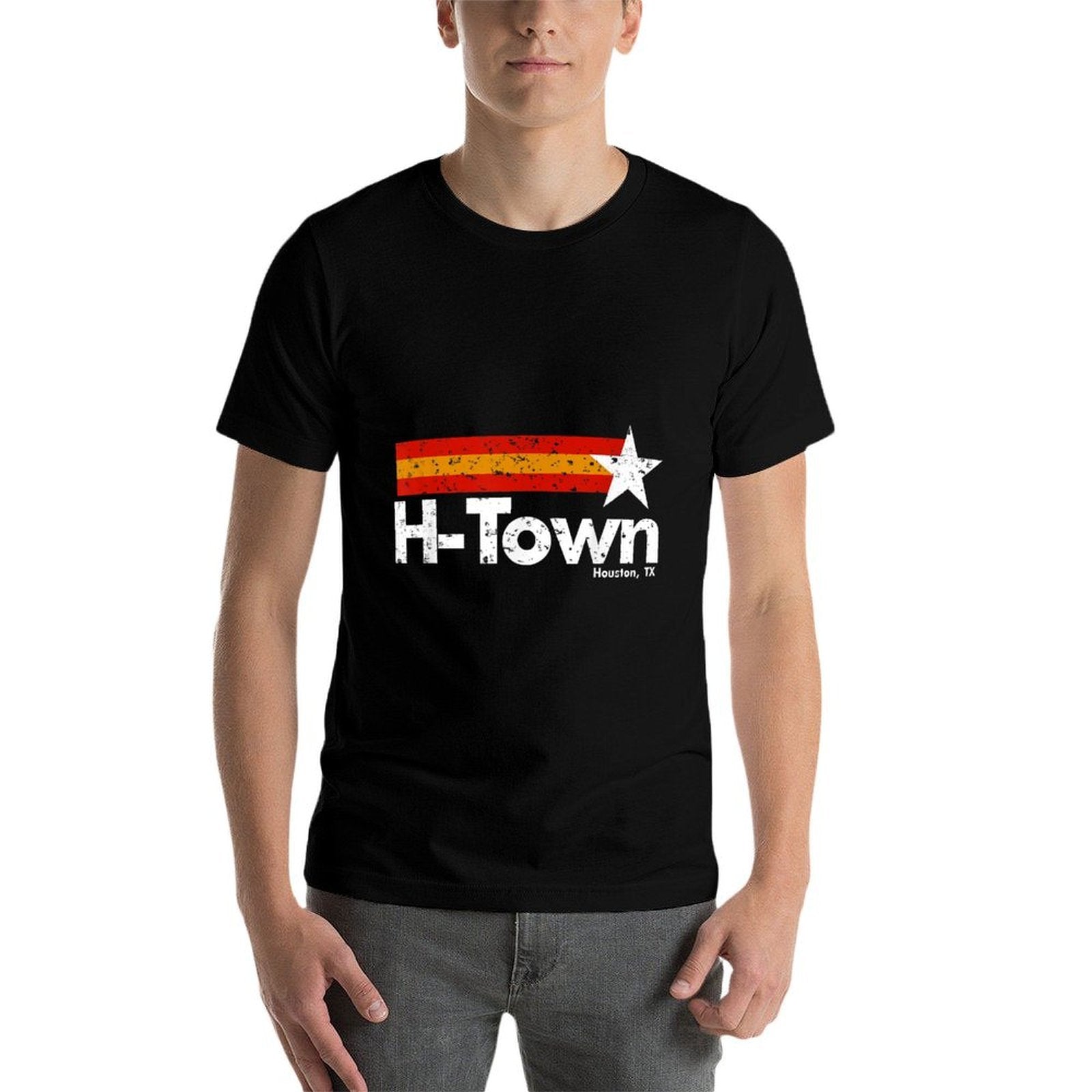 H Town Houston Texas  Heathered Texture T-Shirt