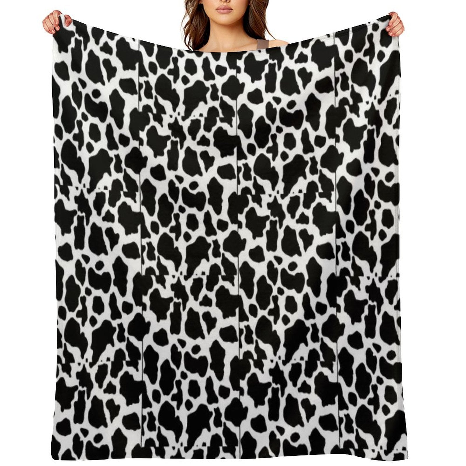 Black & White Cow Print Desinged Items Wrinkle-free Throw Blanket