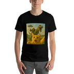 Funny Surprised Scared Cat Selfie T-Rex Dinosaur Bigfoot UFO  Vintage-inspired T-Shirt