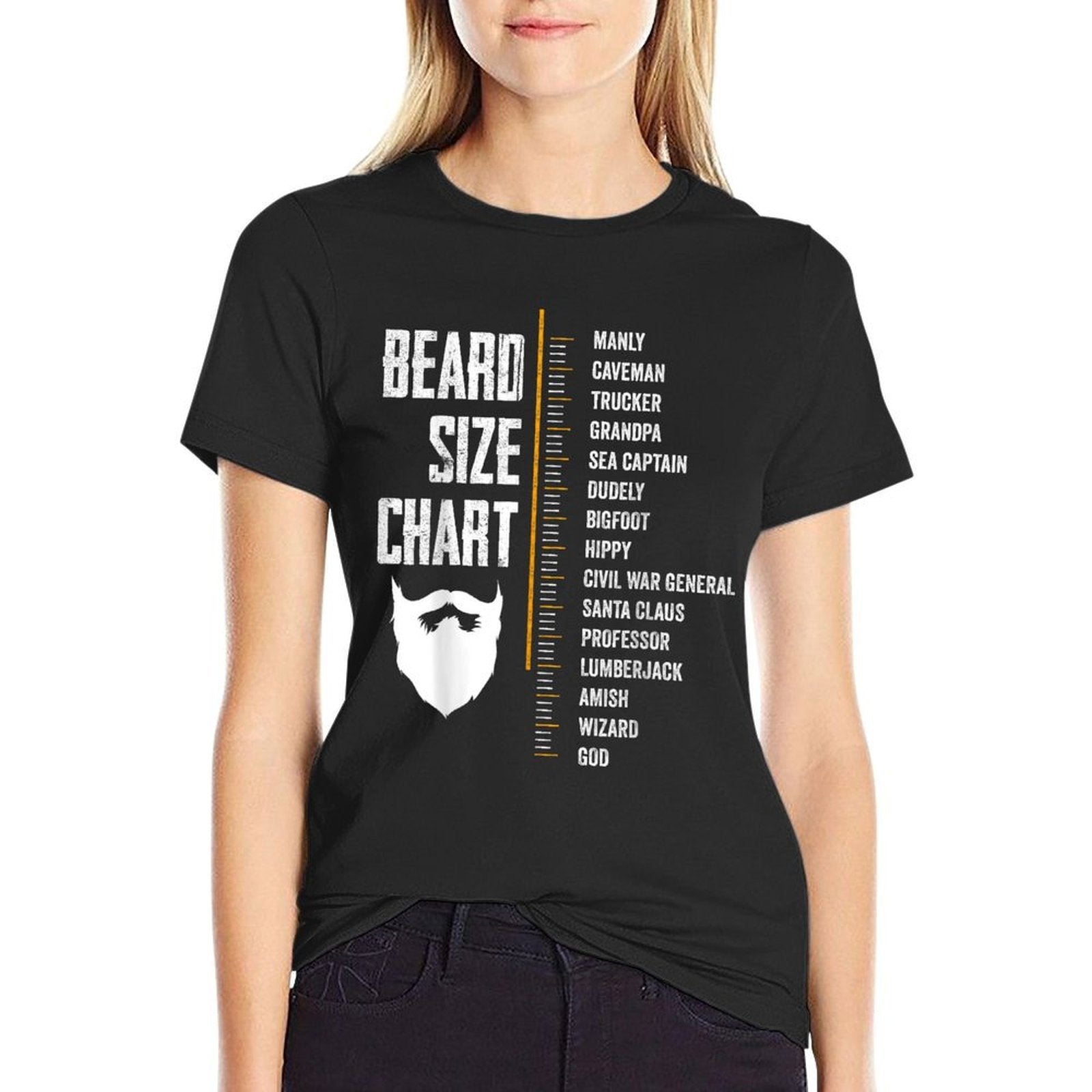 Beard Measurement Chart Beard Length Funny Growth Chart  Graphic-printed T-Shirt
