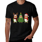 Retro Christmas White Bellied Caique Parrot Santa Reindeer  Tagless Design T-Shirt