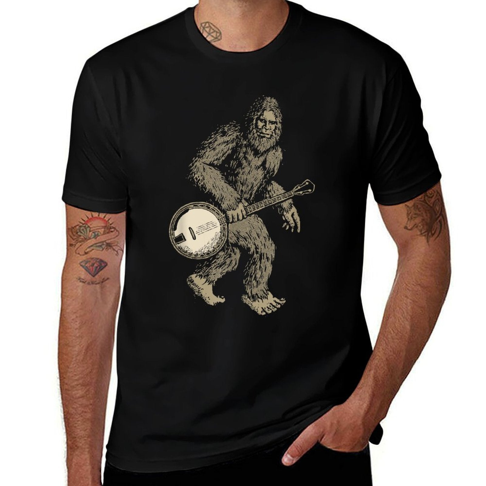 Grassquatch! Vintage Bigfoot  Bluegrass Banjo Music  Soft T-Shirt
