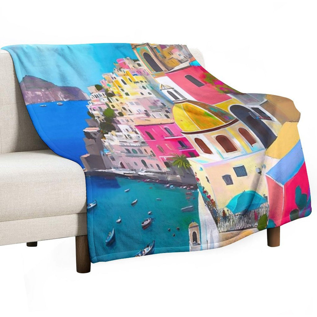 Amalfi Dreams Colorful Amalfi Coast in Italy Velvety-soft Throw Blanket