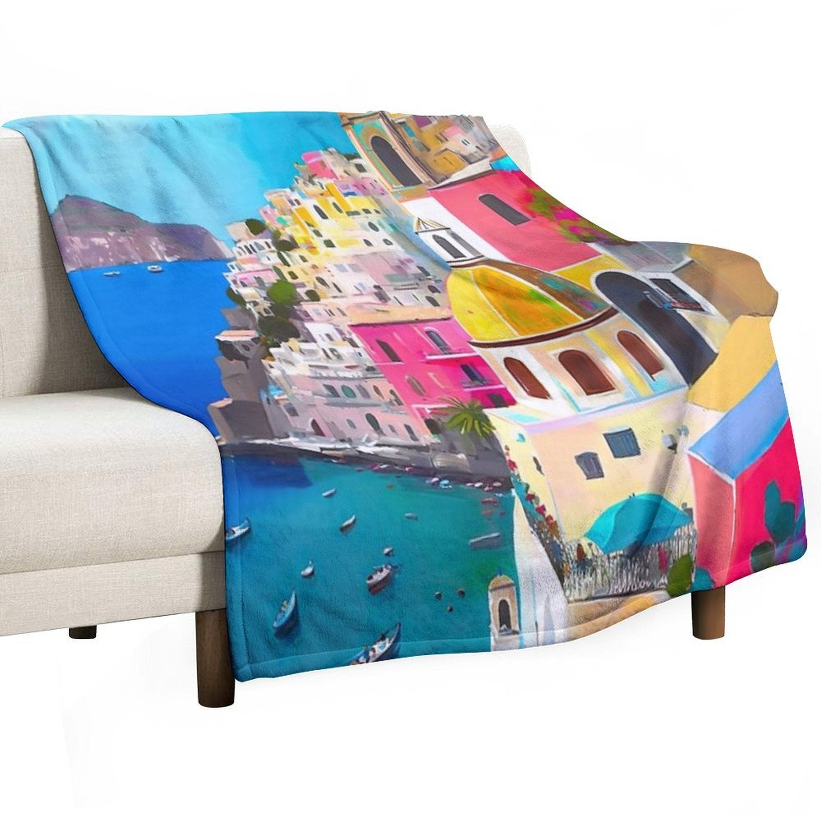 Amalfi Dreams Colorful Amalfi Coast in Italy Velvety-soft Throw Blanket