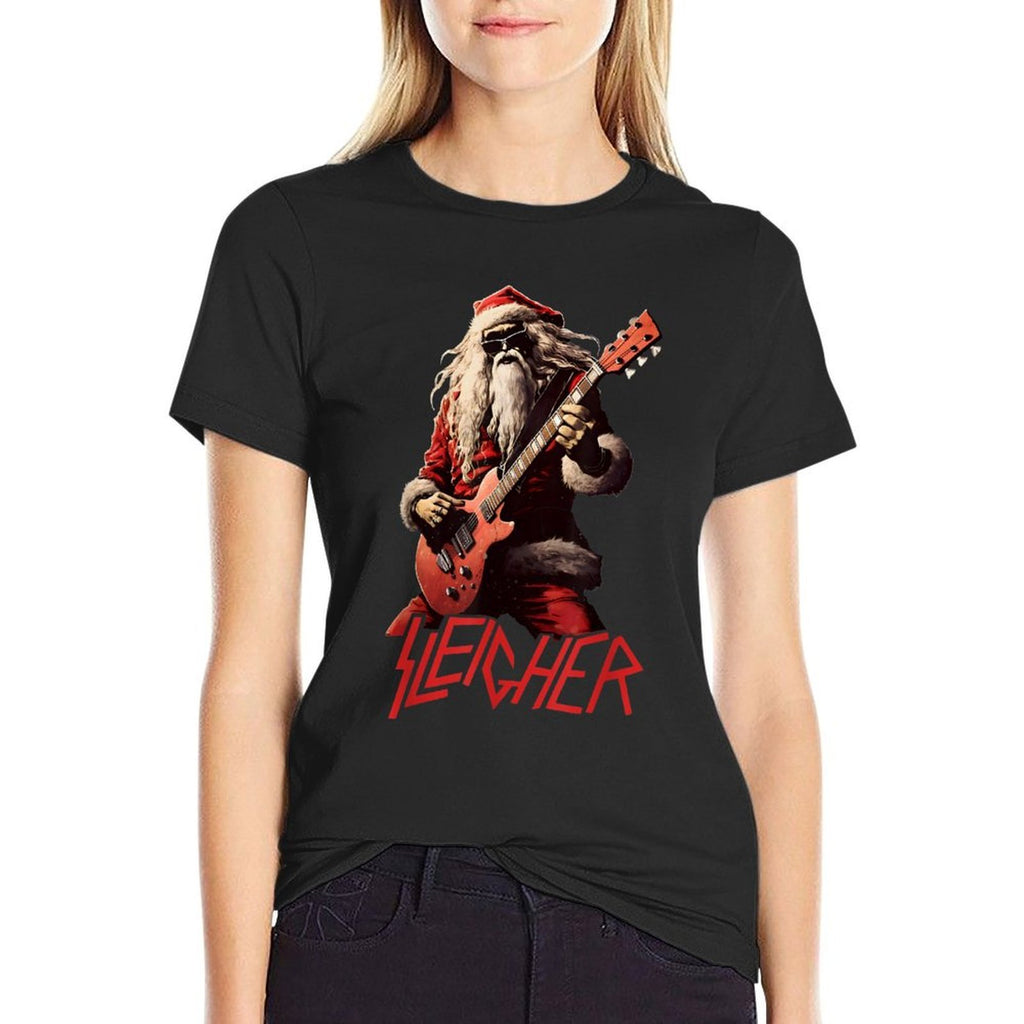 Sleigher Funny Christmas Heavy Metal Music  Eco-friendly Material T-Shirt