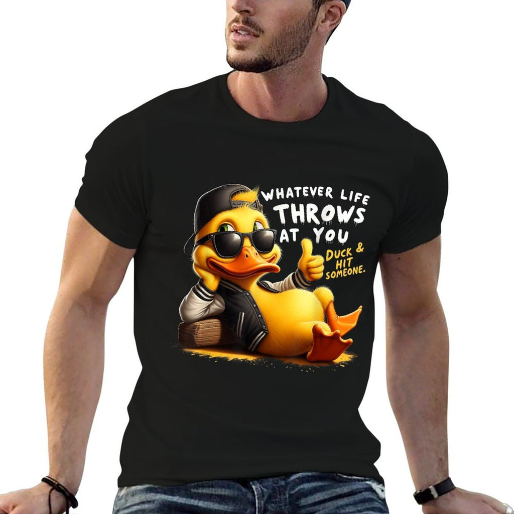 Humor Duck Meme Sarcastic Funny Duck Funny Joke Quote  Fade-proof Color T-Shirt