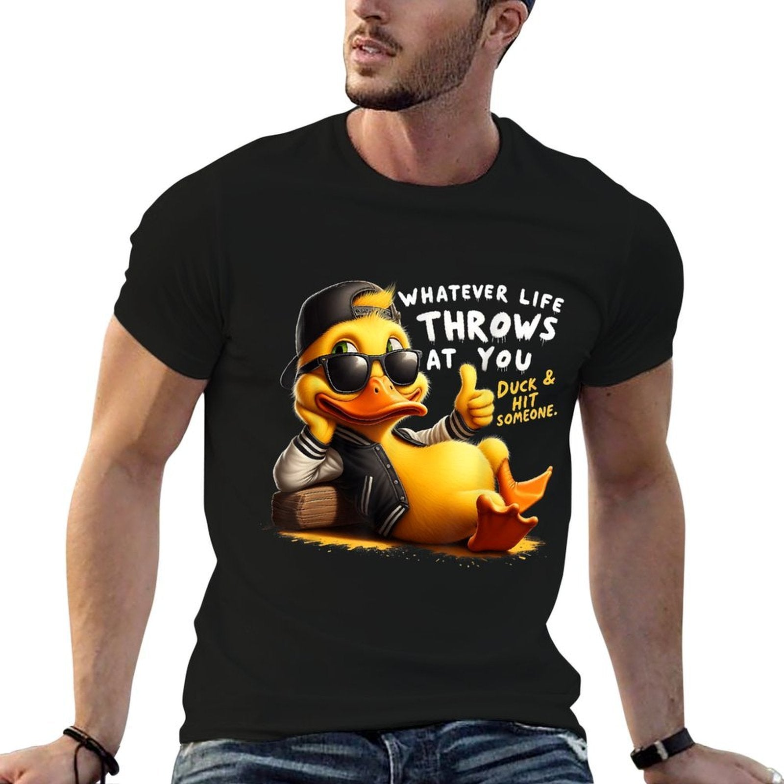 Humor Duck Meme Sarcastic Funny Duck Funny Joke Quote  Fade-proof Color T-Shirt