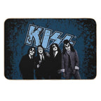 KISS ® The Band - Blue Background Logo Grunge  Easy To Clean Bath Mat