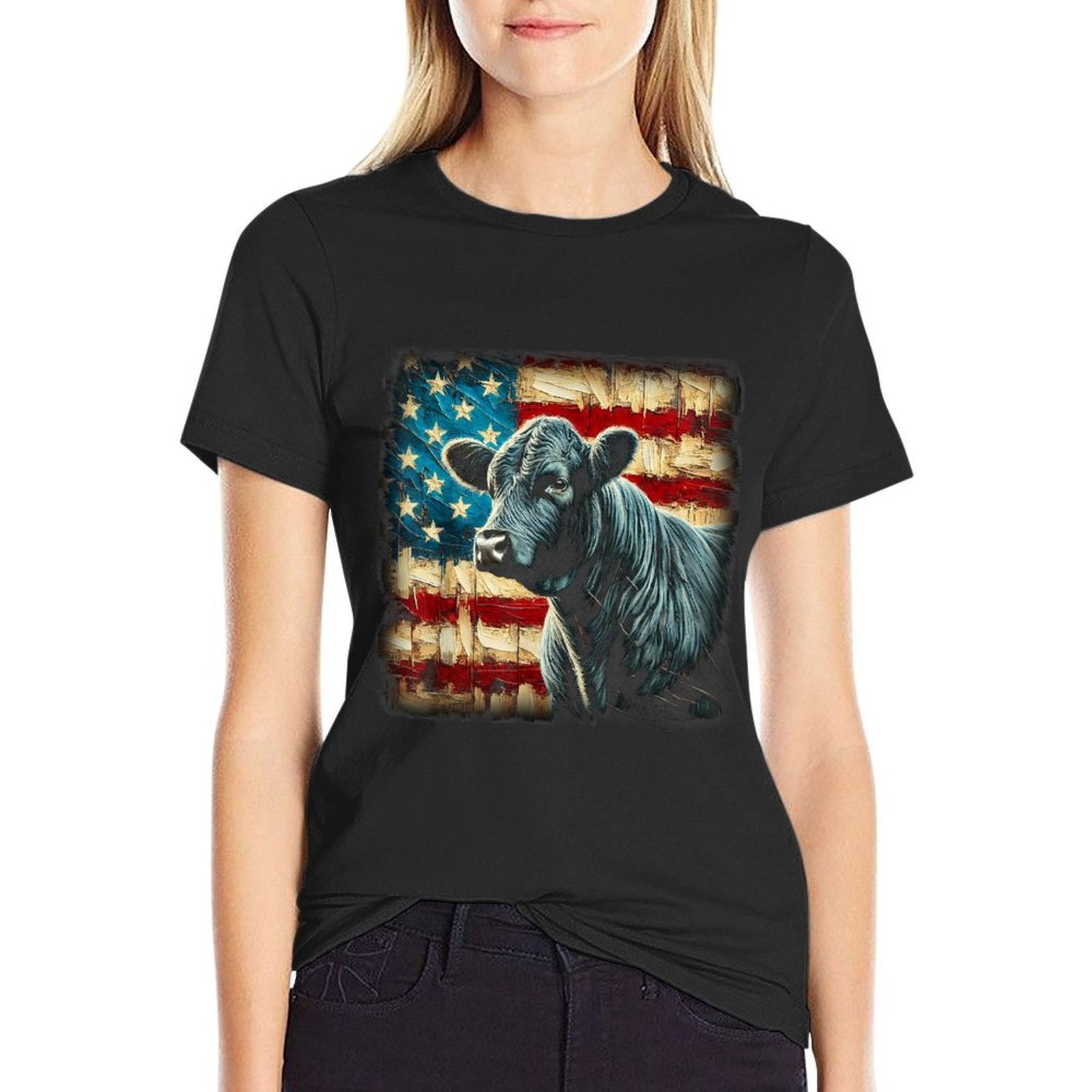 Angus Rancher USA American Cow  Slim-fit Cut T-Shirt