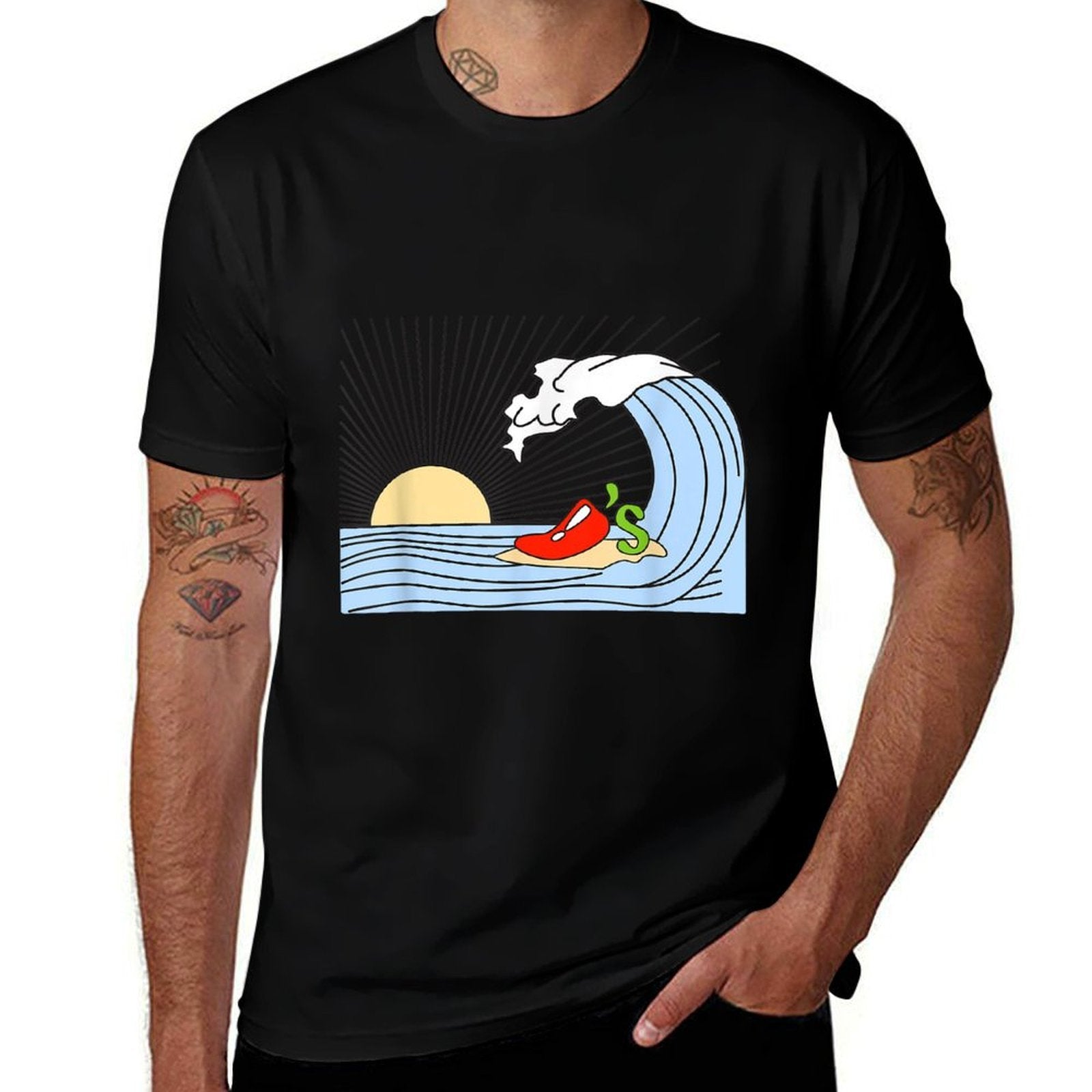 Surfing Wave Chilis Funny For Men Women  Quick-drying T-Shirt