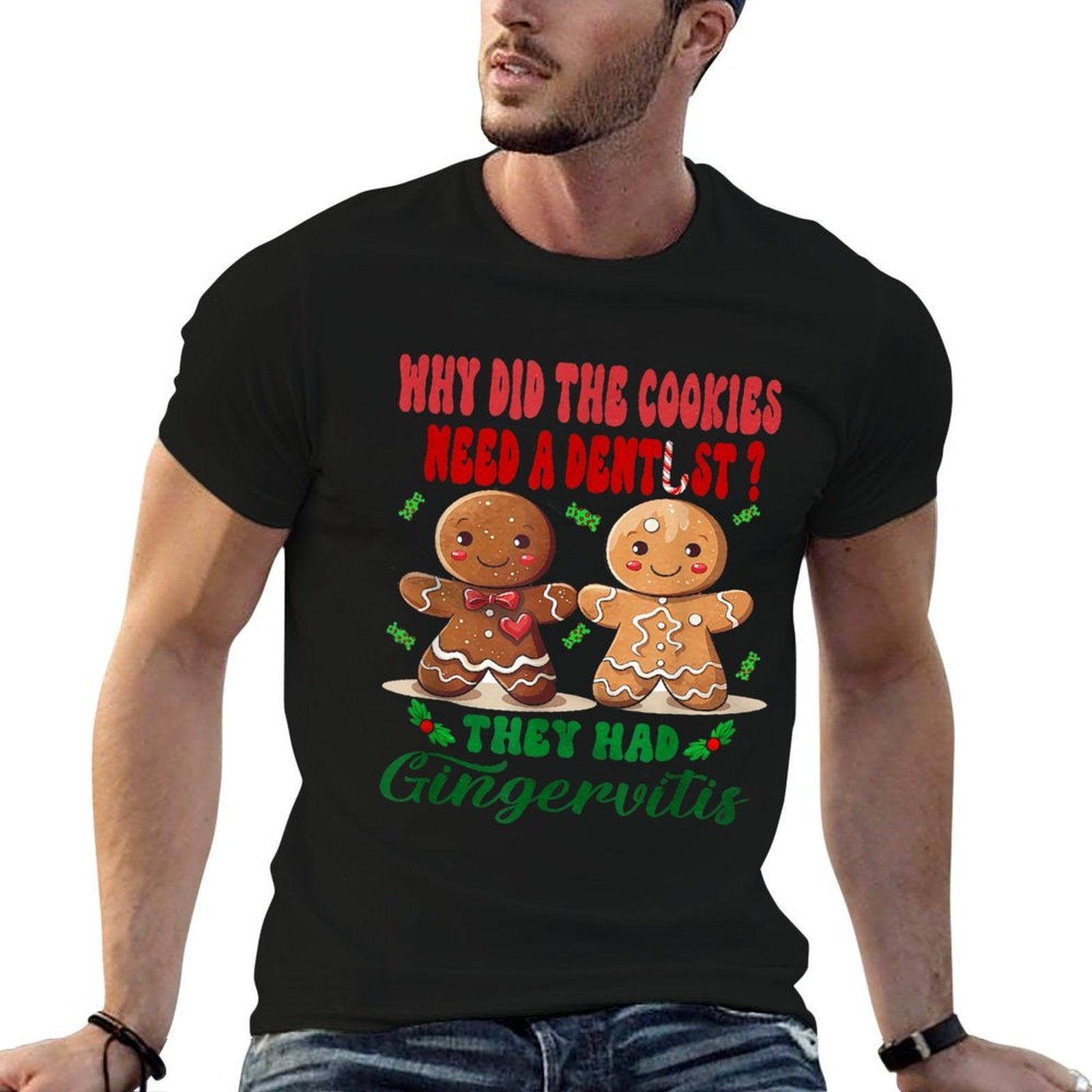 Funny Dental Christmas Gingerbread Dental Office Holiday  Quick-drying T-Shirt