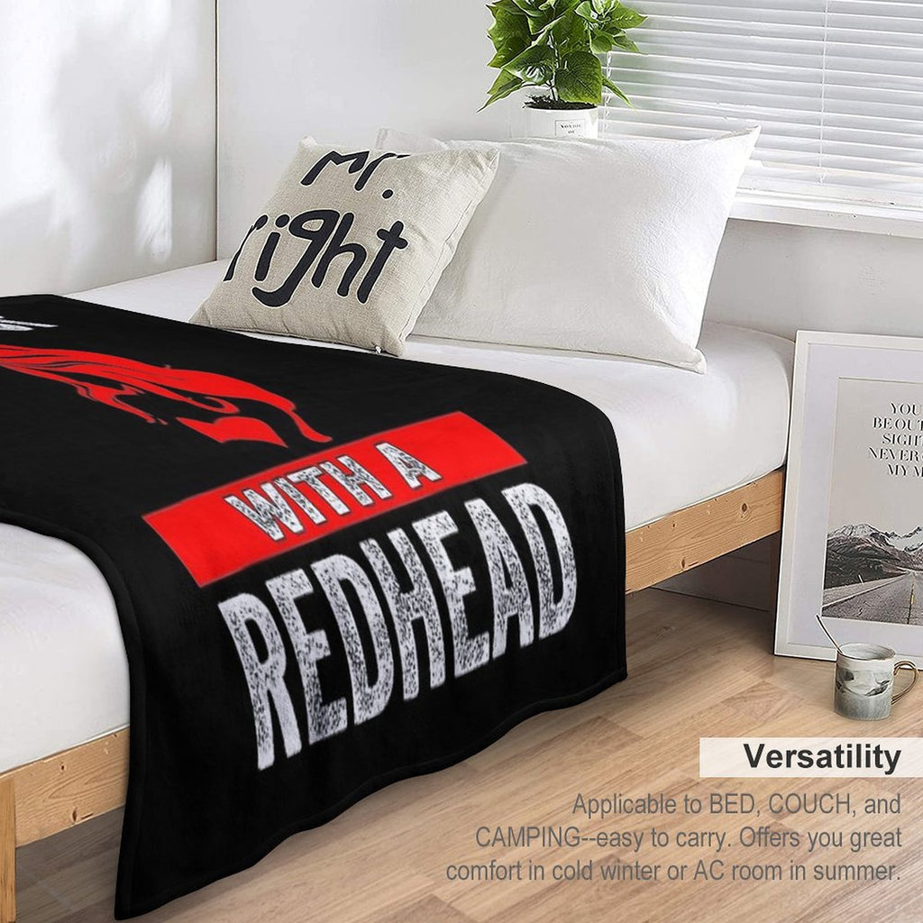 Happiness Is Waking Up with A Redhead Plush Throw Blanket