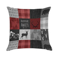 Adventure Awaits Patchwork - Red And Black Woodland Soft Fade-Resistant Throw Pillow