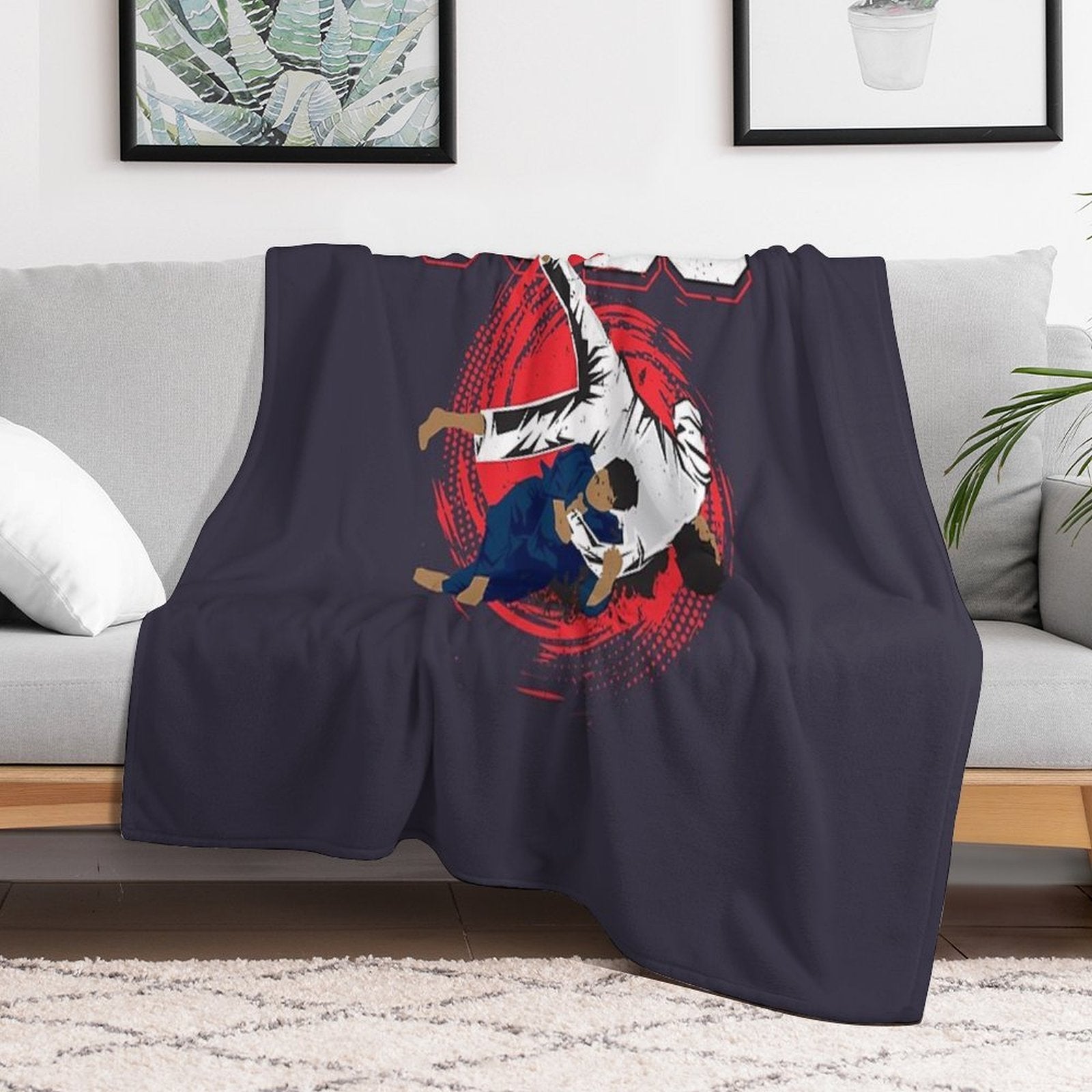 Women Men Grappling Judo Versatility Throw Blanket