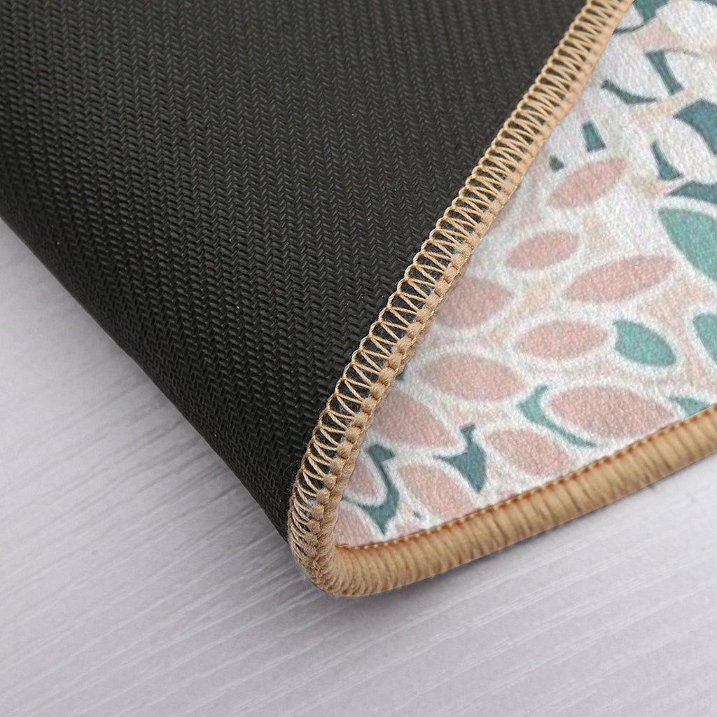 Flower Pattern, Teal, Blush,Coral, Peach  Easy Maintenance Bath Mat