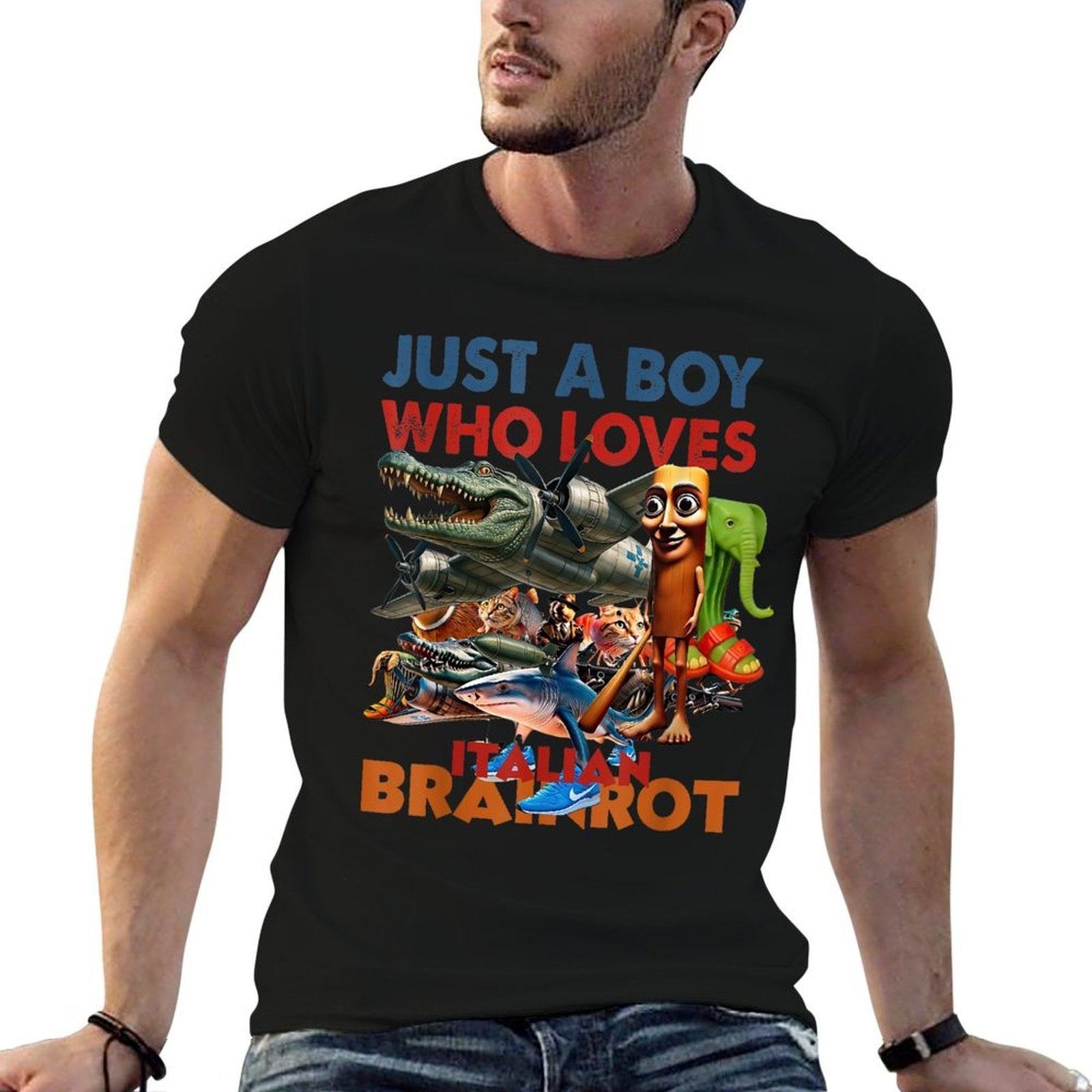 All Brainrot Italian Meme For Men Women Boys Girl Kids Youth  Fade-proof Color T-Shirt