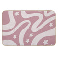 Retro Liquid Swirl & Stars Abstract Pattern Deep Pink  Long-Lasting Bath Mat