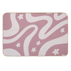Retro Liquid Swirl & Stars Abstract Pattern Deep Pink  Long-Lasting Bath Mat