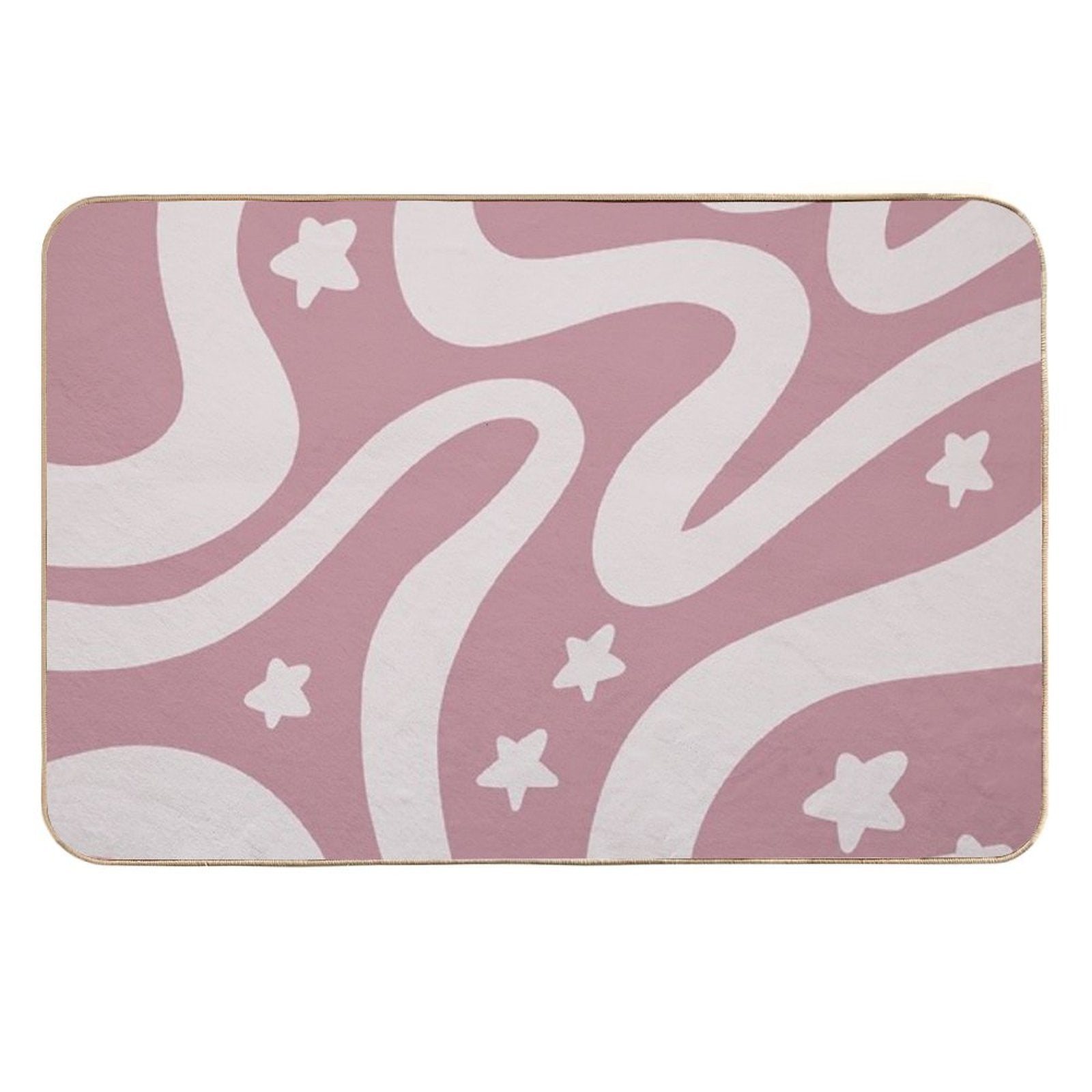 Retro Liquid Swirl & Stars Abstract Pattern Deep Pink  Long-Lasting Bath Mat
