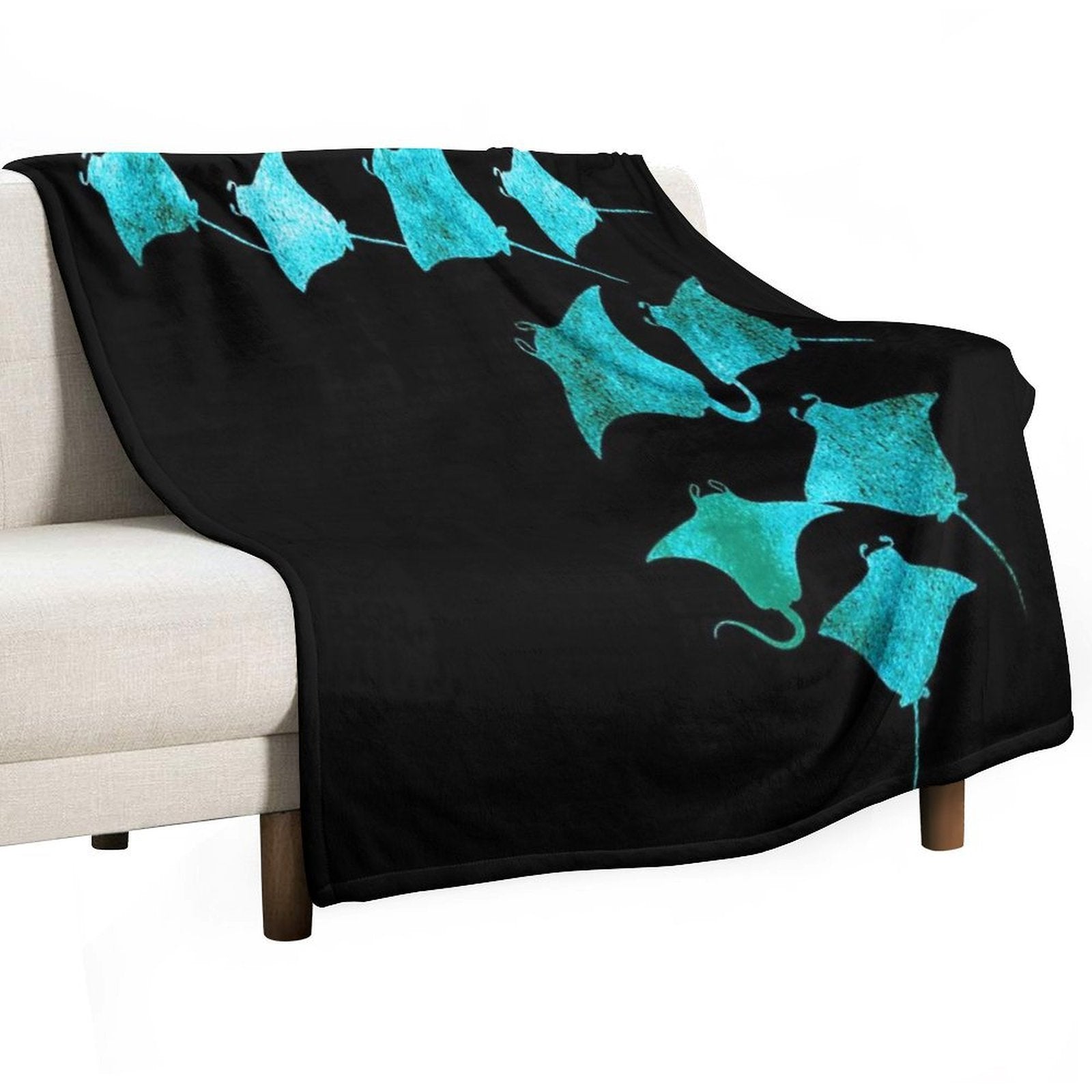 Blue Stingrays Wrinkle-free Throw Blanket