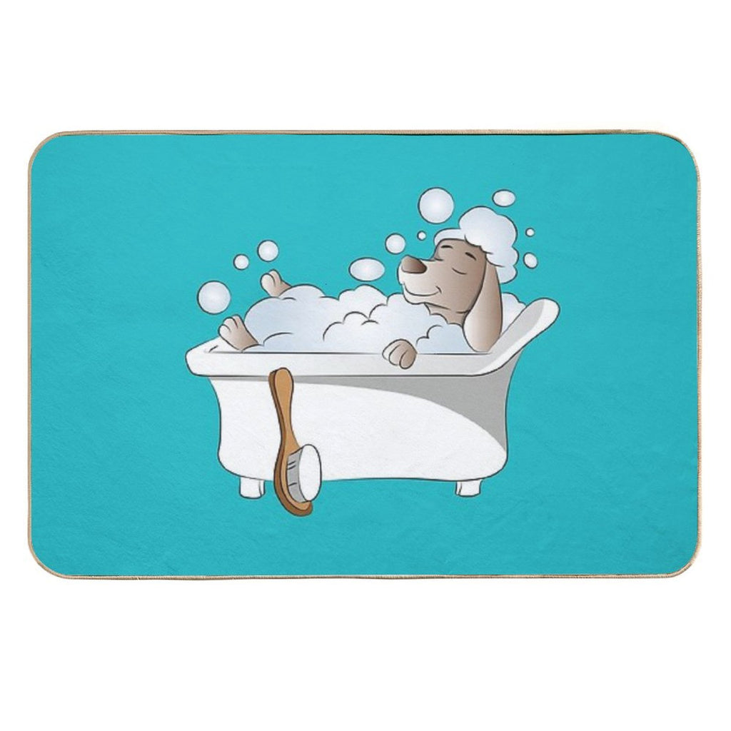 Dog Taking A Bubble Bath  Dirt-Trapping Bath Mat