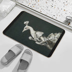 Victorian Peacock Lady  Repositionable Bath Mat