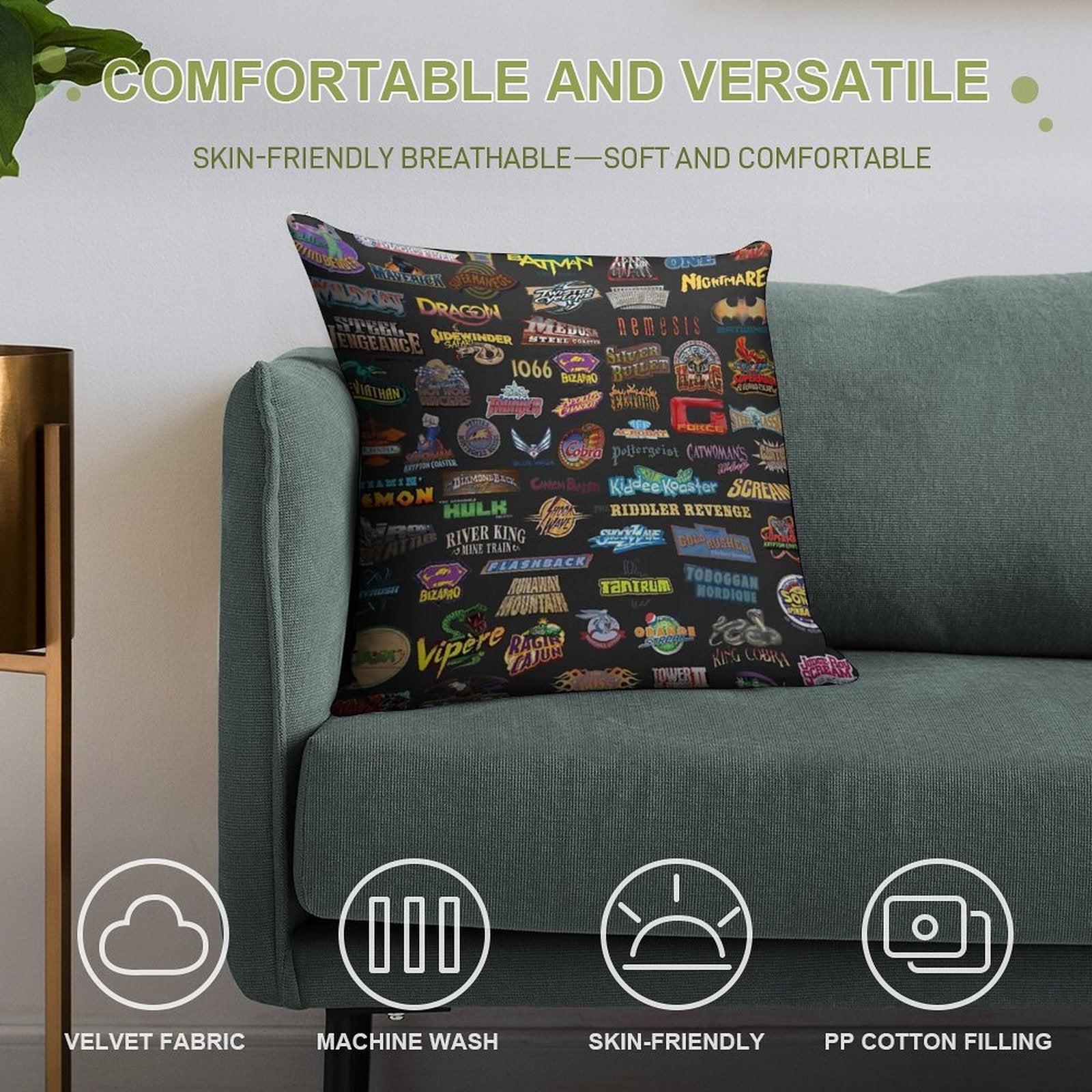 Roller Coasters Soft Easy Maintenance Throw Pillow