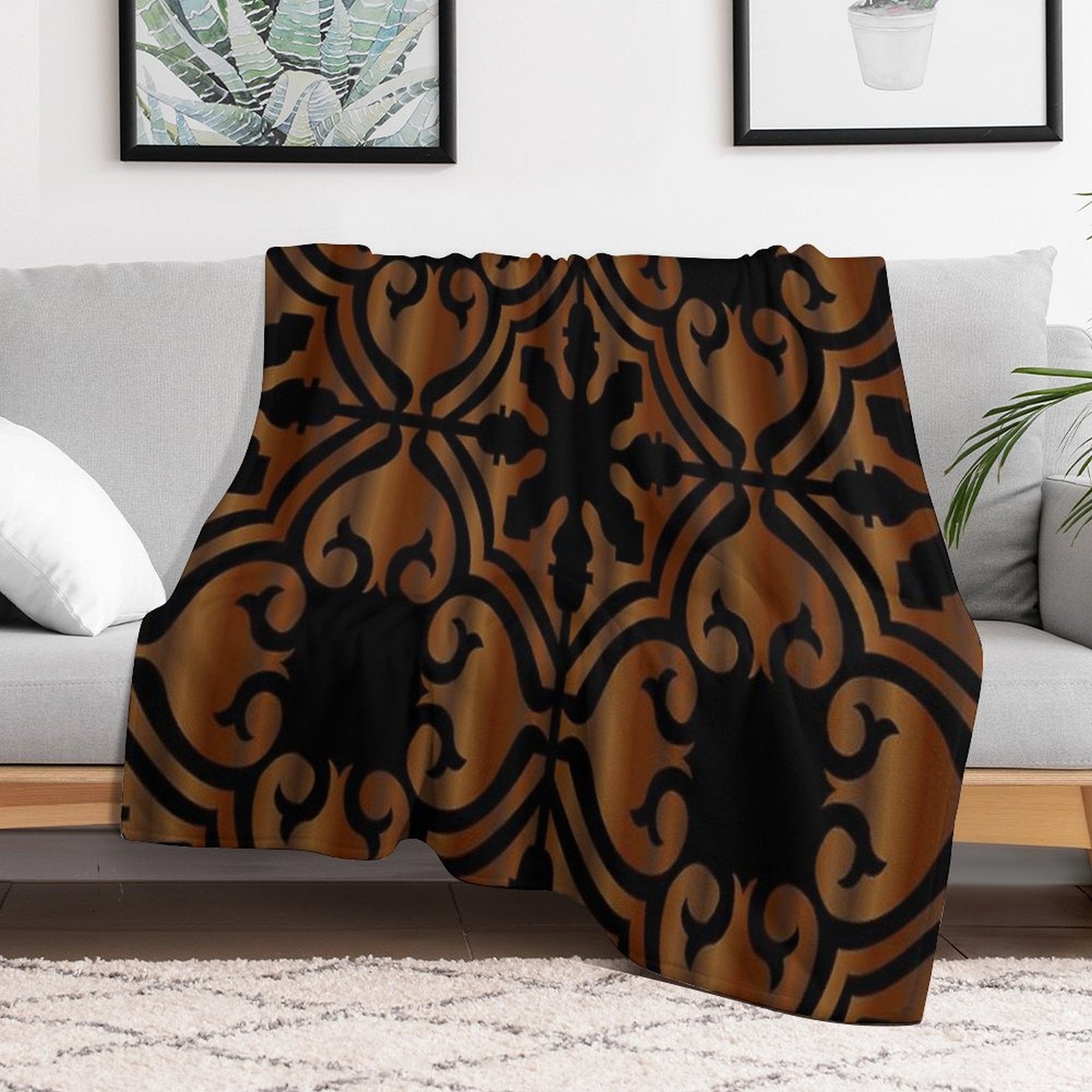 Decorative Abstract Vintage Design Machine-washable Throw Blanket