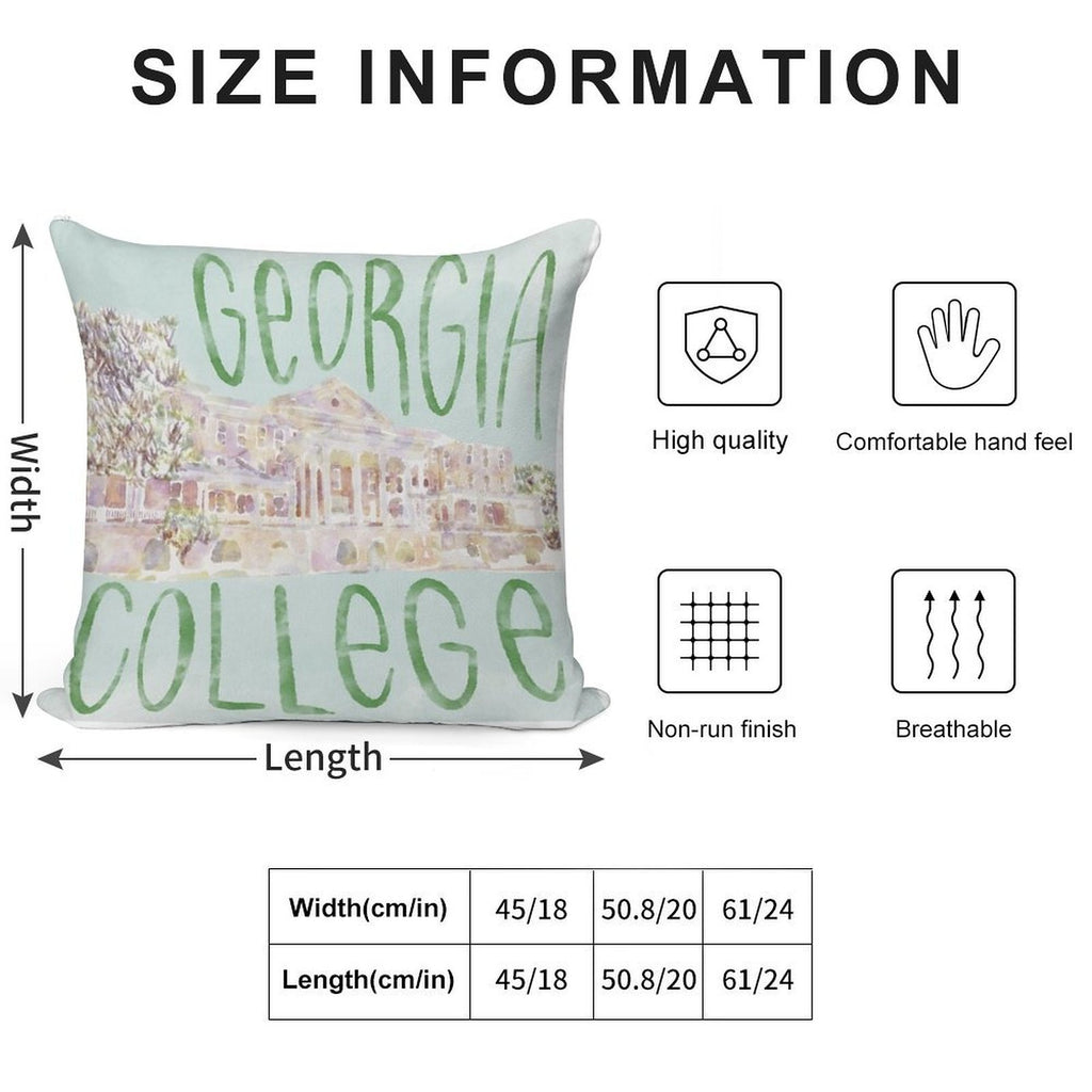 Georgia College Watercolor Sketch Soft Durable Construction Throw Pillow