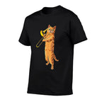 Funny Cat Playing Trombone Gift  Cool Kitten Musician Fan  Breathable T-Shirt