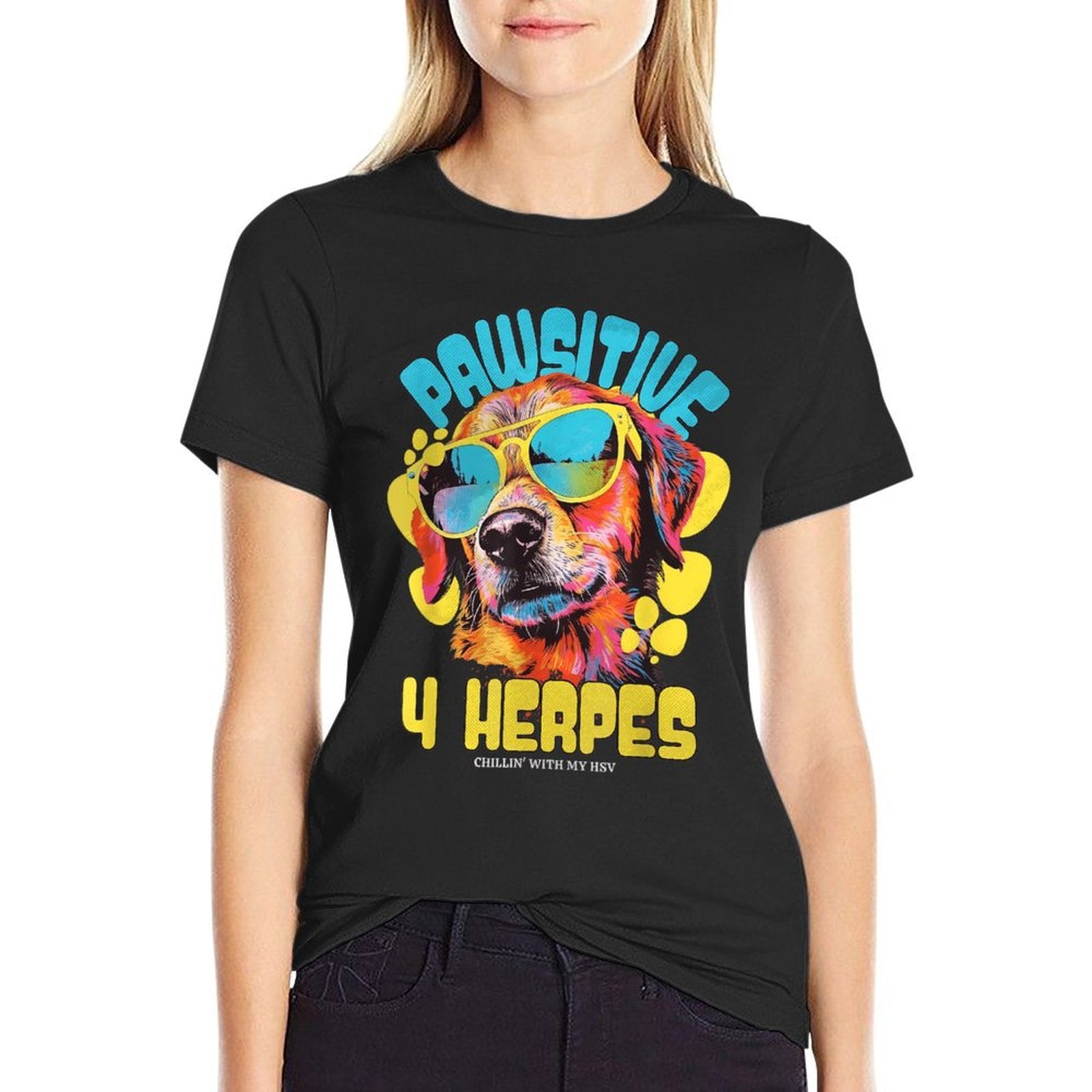 Pawsitive 4 Herpes HSV Awareness Funny Adult Humor Meme  Breathable T-Shirt