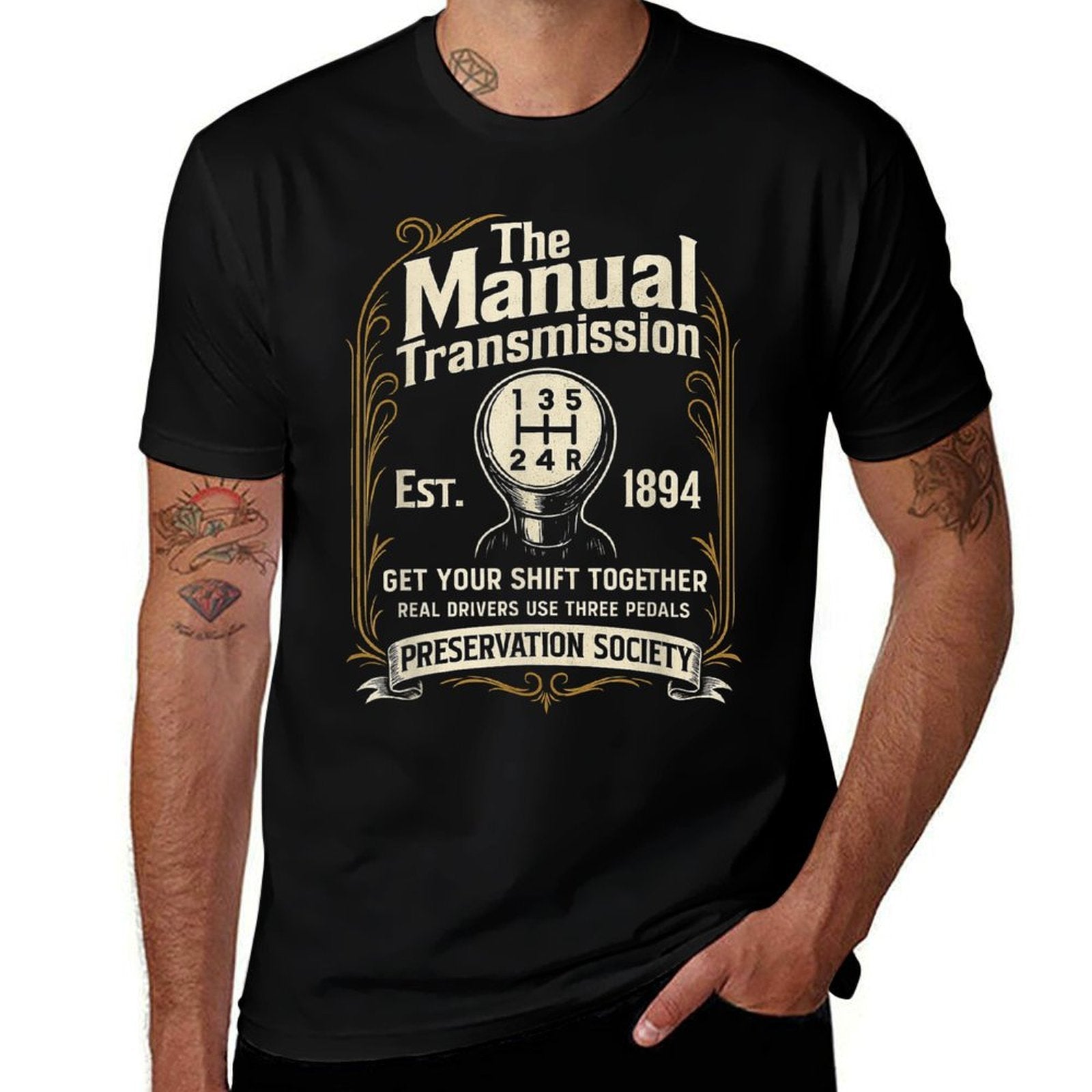 The Manual Transmission Preservation Society - Car Guy  High-quality Stitching T-Shirt