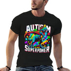 Autism Is My Superpower Autism Awareness T-Rex  Slim-fit Cut T-Shirt