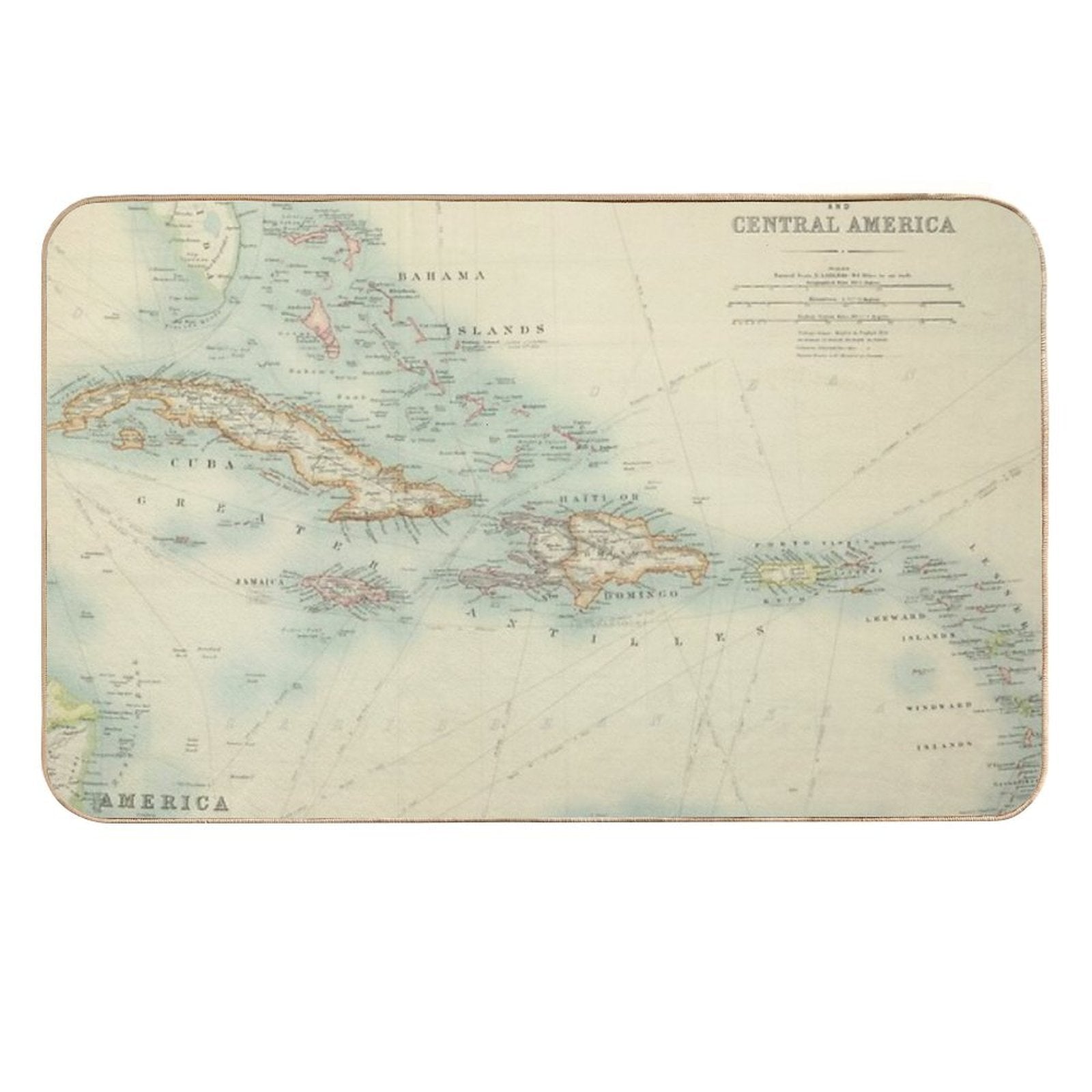 Vintage Map of The Caribbean  Pet-Safe Bath Mat