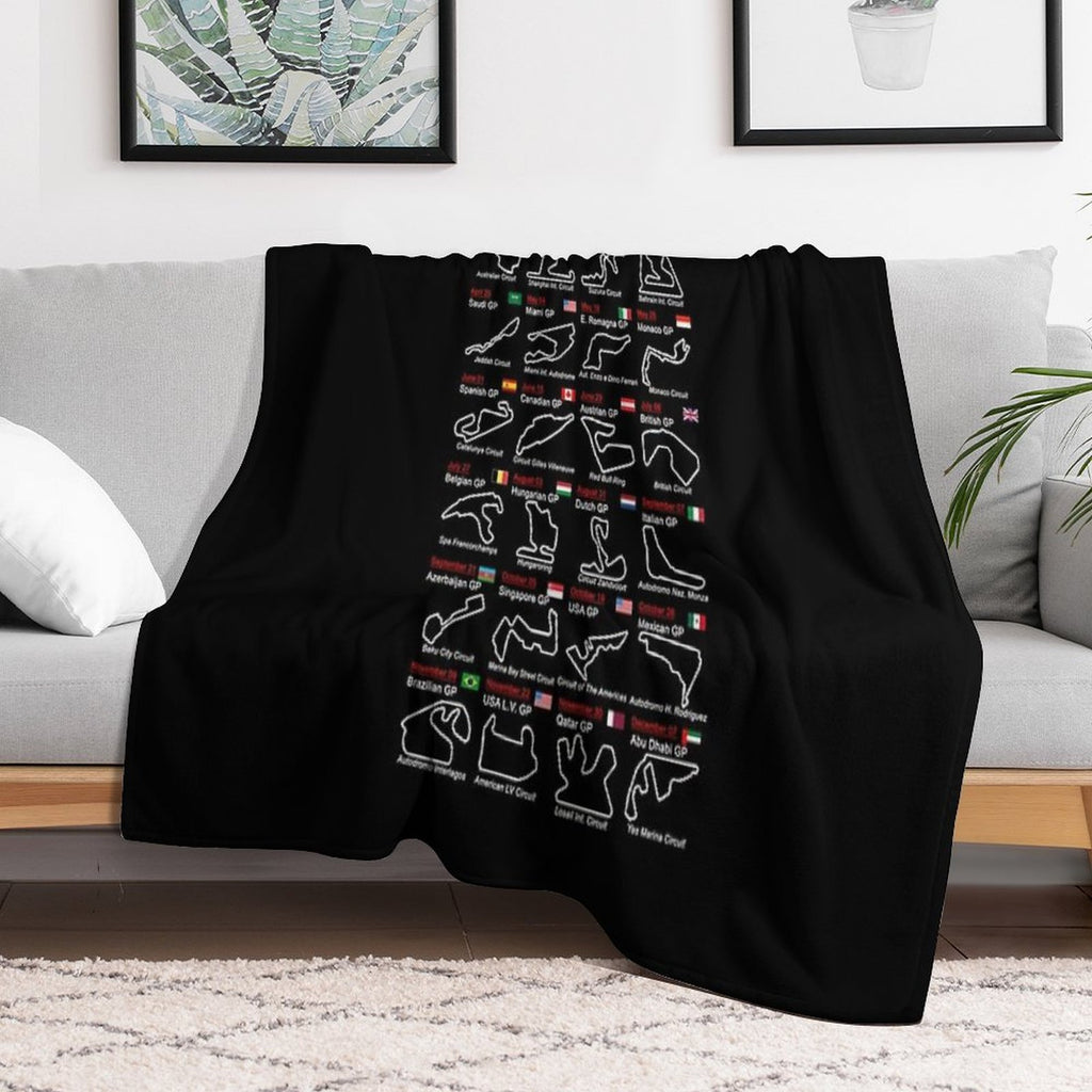 Calendar Formula Race Cars 2025 Named Circuits Sustainable Throw Blanket