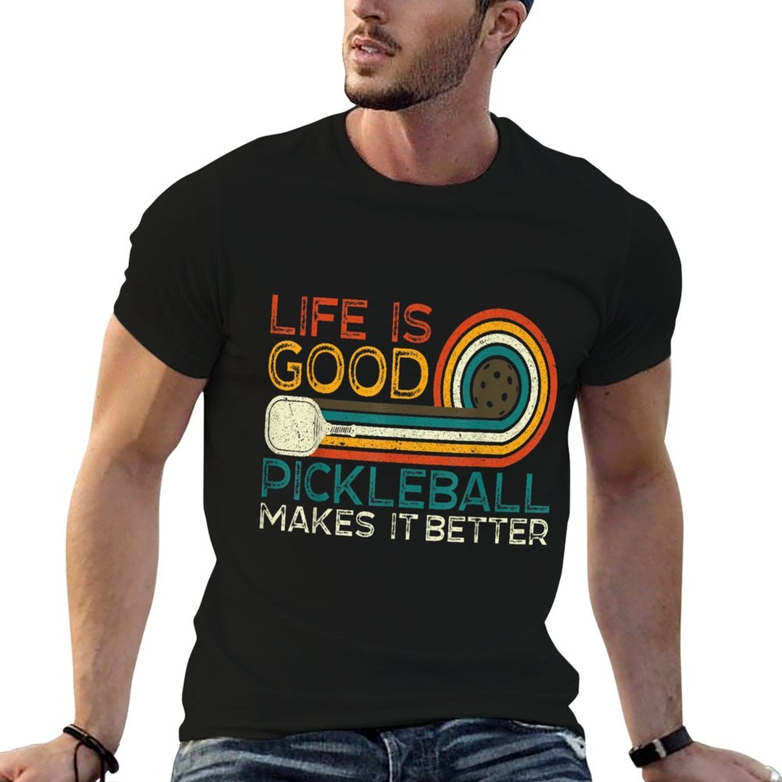 Funny Life Is Good, Pickleball Makes It Better  Summer-ready Fabric T-Shirt