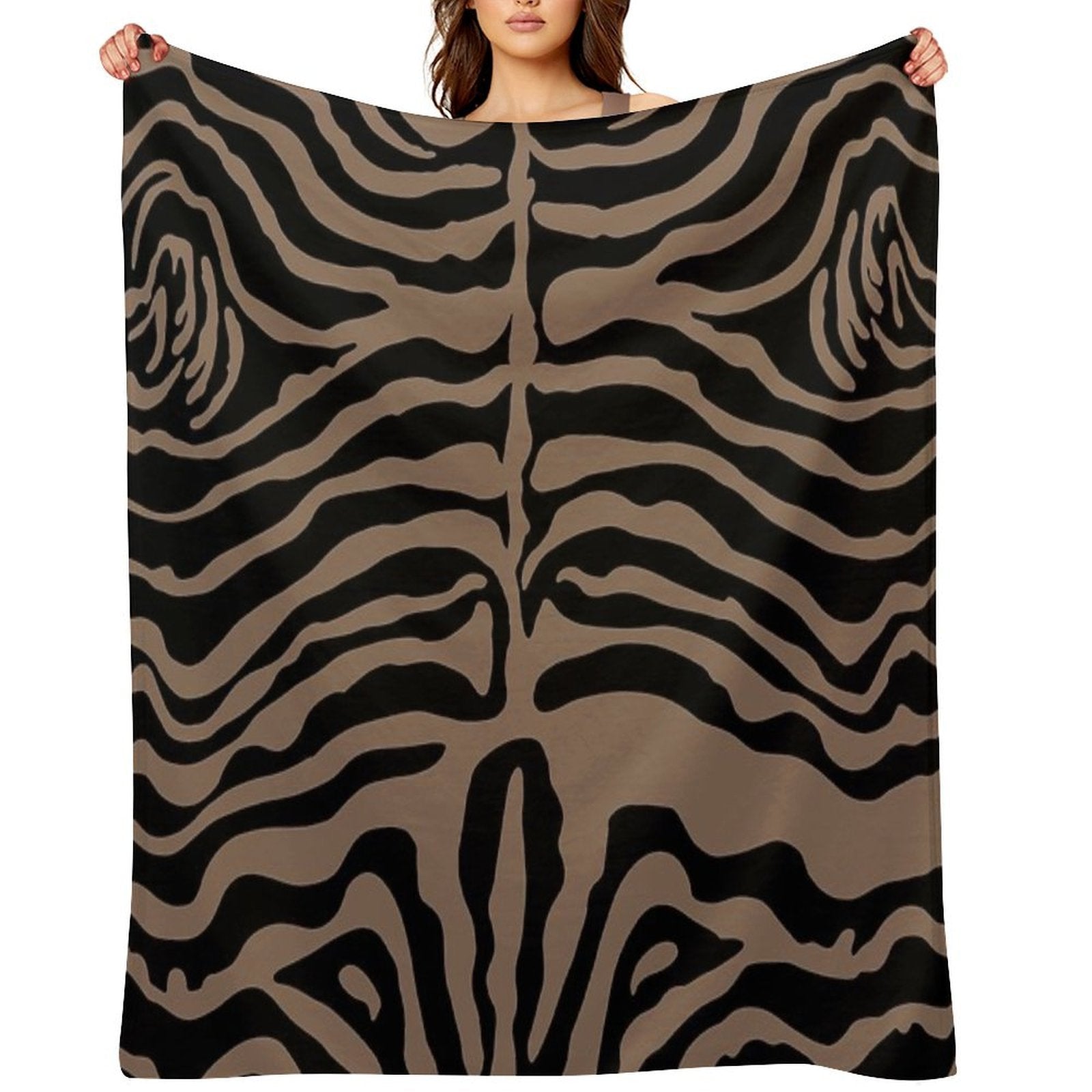 Tiger Pattern in Black And Gold Compact Throw Blanket