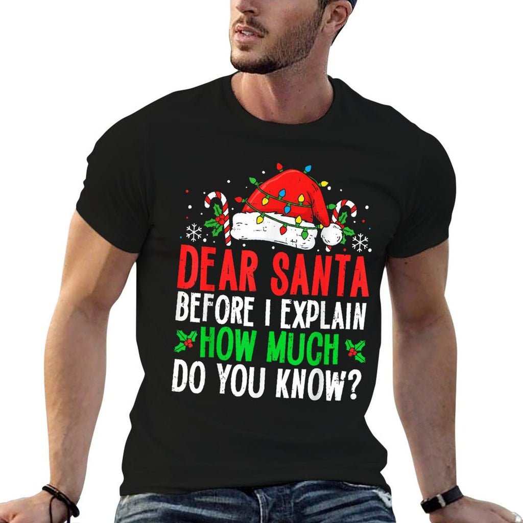 Funny Christmas Kids Adults Dear Santa I Can Explain  Trendy Pattern T-Shirt
