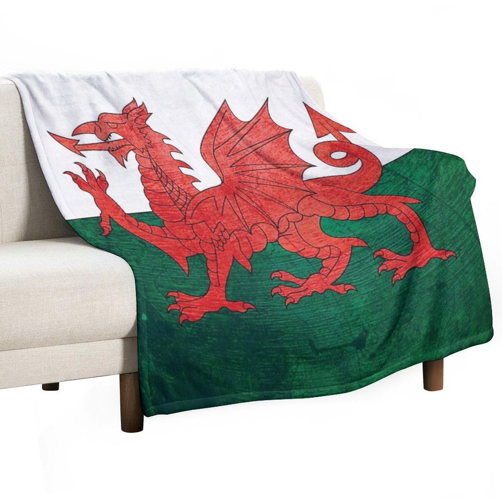 Old Classic Welsh Flag Wales Lightweight Throw Blanket