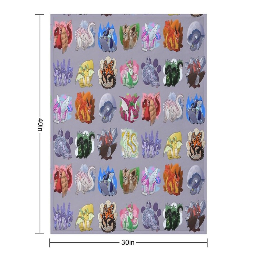 Full Dragon Pattern W Backgrounds (Purple Vers.) Gift-ready Throw Blanket