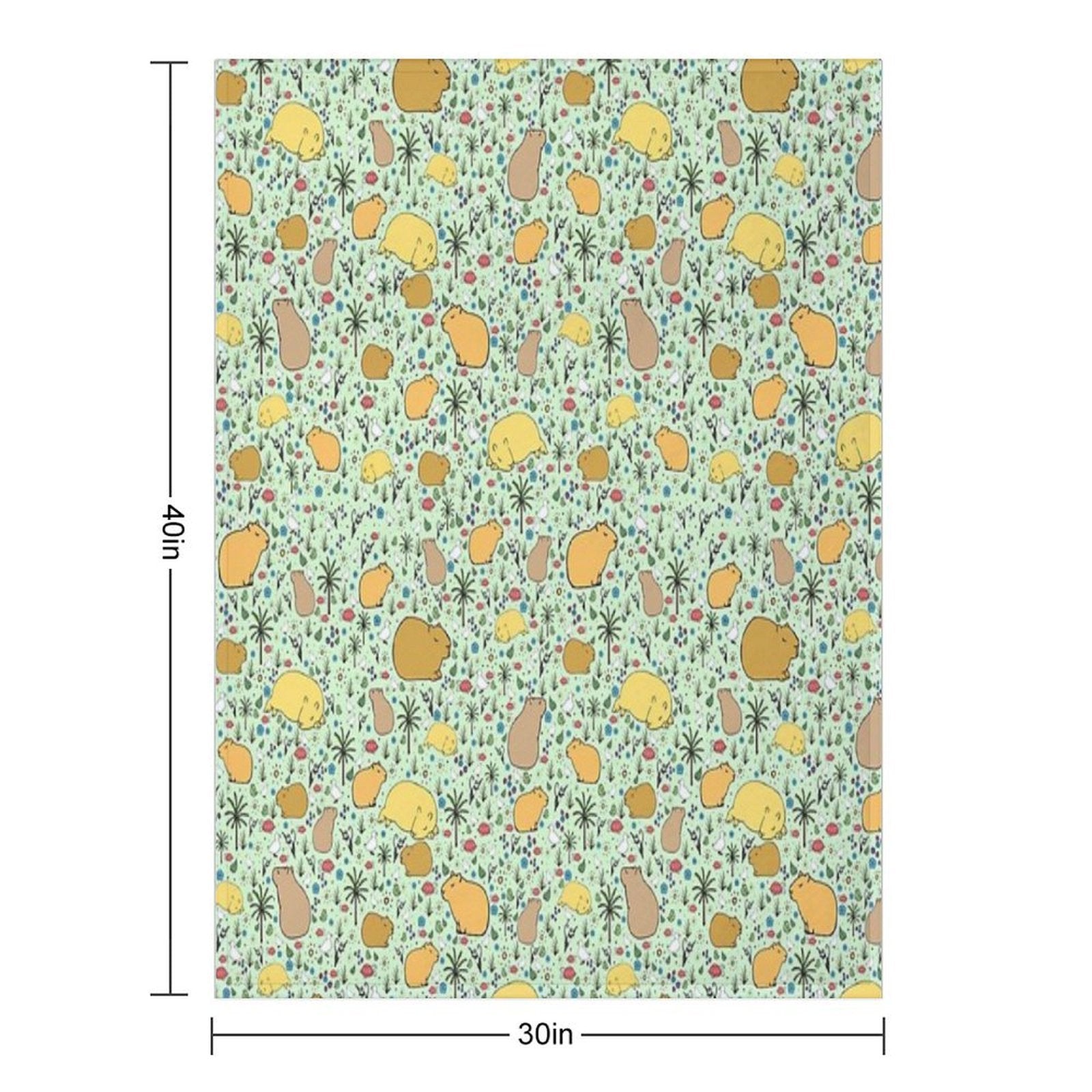 Capybaras in Green Plush Throw Blanket