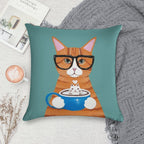 Ginger Catpuccino Coffee Cat Soft High-Density Material Throw Pillow