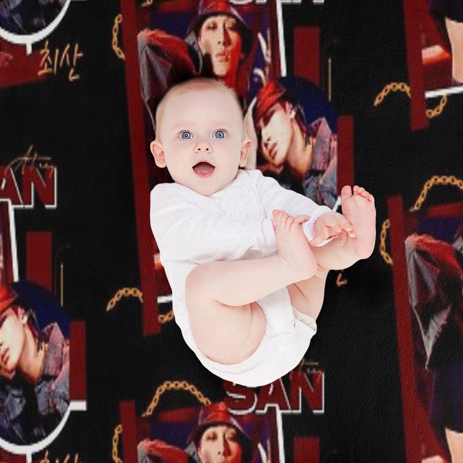 ATEEZ SAN  FIREWORKS Plush Throw Blanket