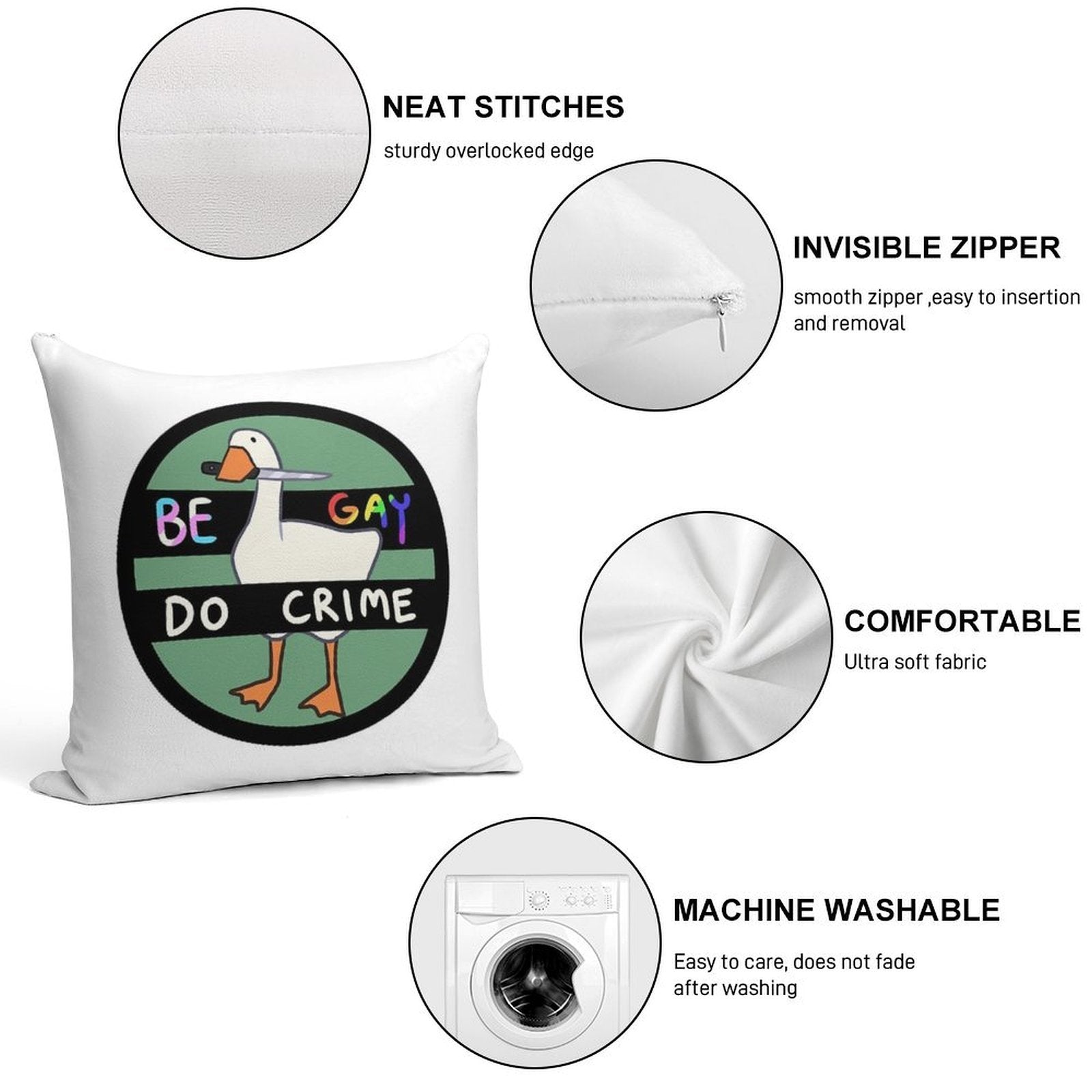 Be Gay Do Crime Goose Soft Easy Maintenance Throw Pillow