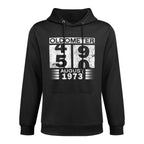 Oldometer 49-50 Born In August 1973 Funny 50th Birthday Machine Washable Hoodie