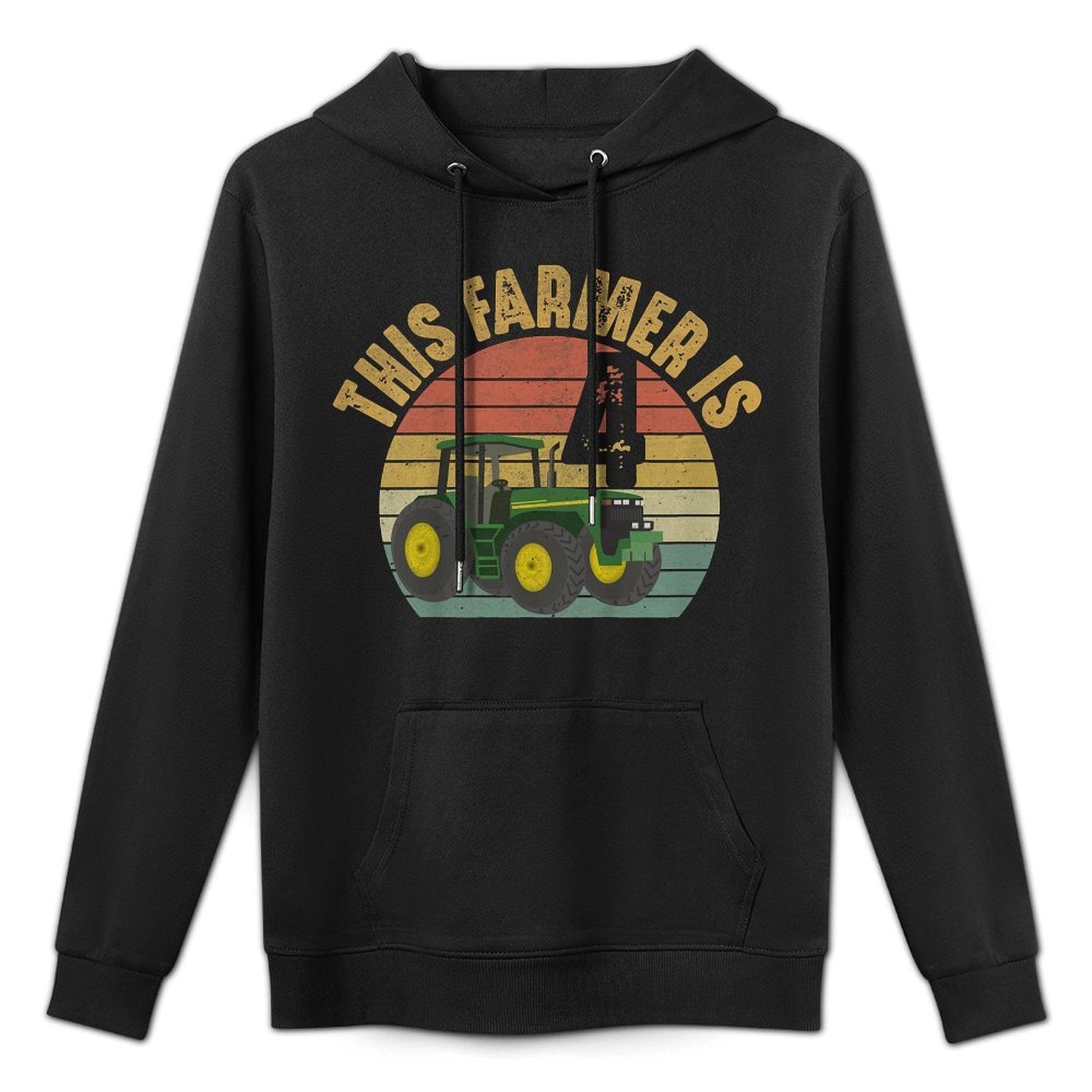 Kids Tractor 4th Birthday 4 Year Old Farmer Farm Theme Bday Party Customizable Surface Hoodie