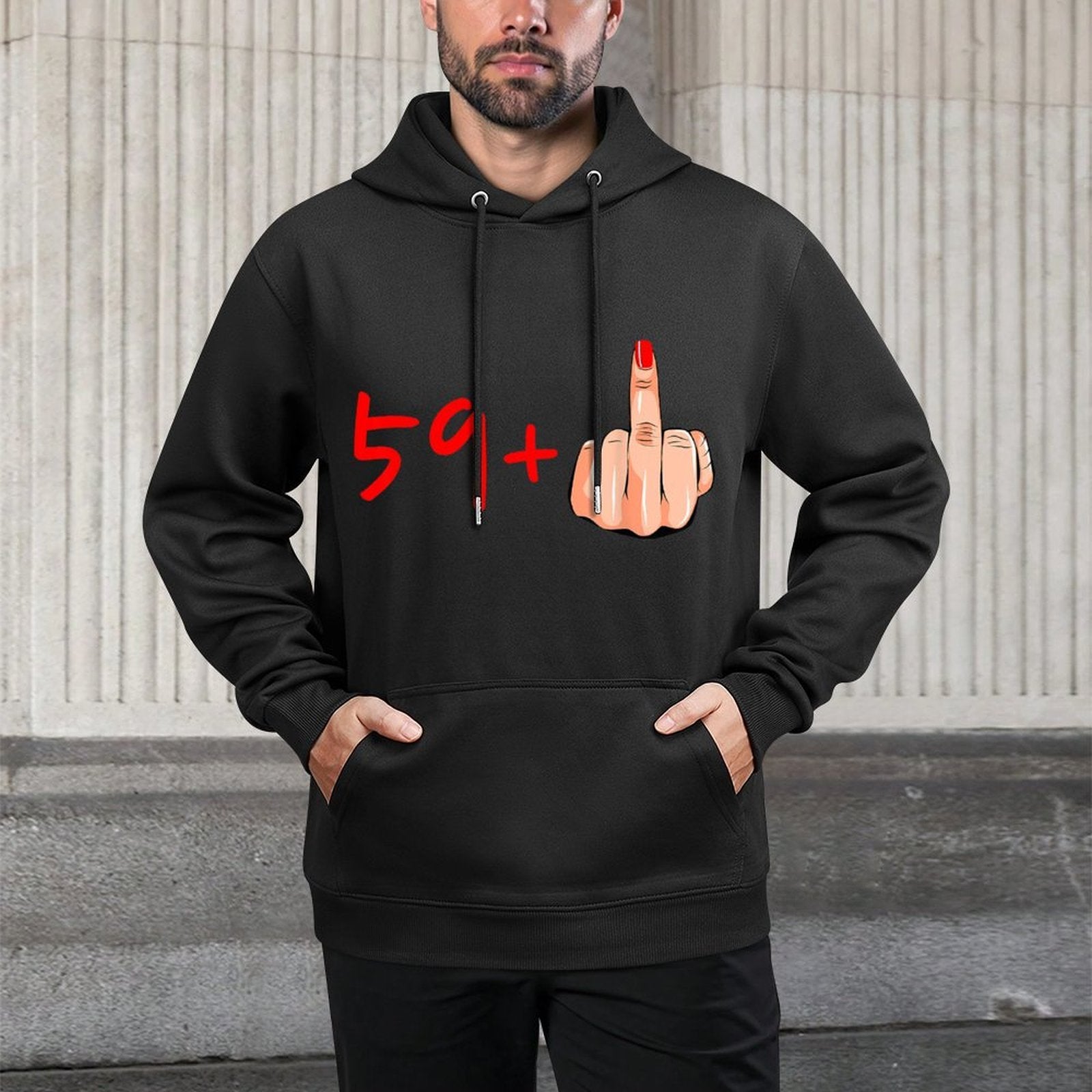 I Am 59 Plus Middle Finger Funny Sarcasm 60th Birthday Women Shrink-Resistant Hoodie