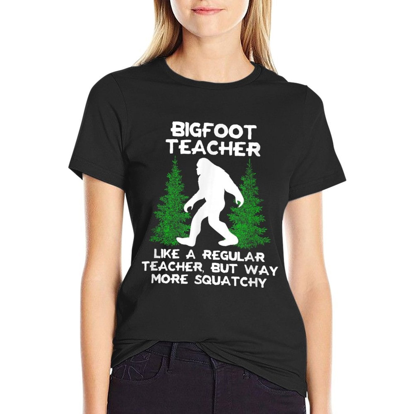 Bigfoot Teacher Funny Sasquatch Gift Men Women  Heathered Texture T-Shirt