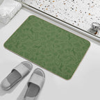 Autumn Mushrooms Green Monochrome  Repositionable Bath Mat