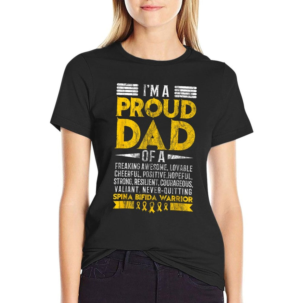 Im Proud Dad of Spina BIFIDA Warrior Motivational  Fade-proof Color T-Shirt